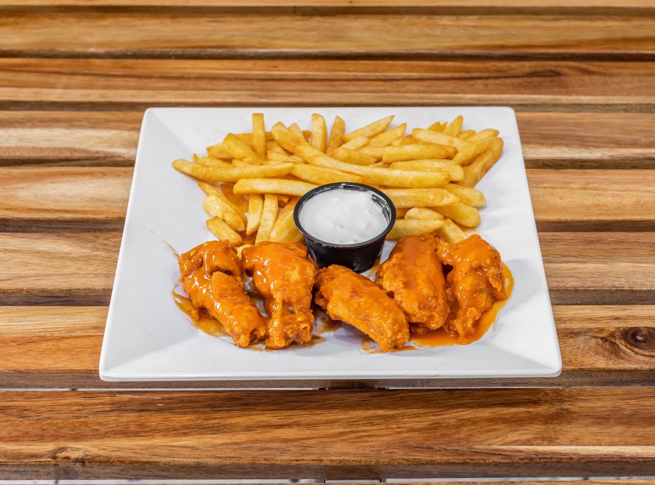 Wings and fries from Famosa Pizzeria